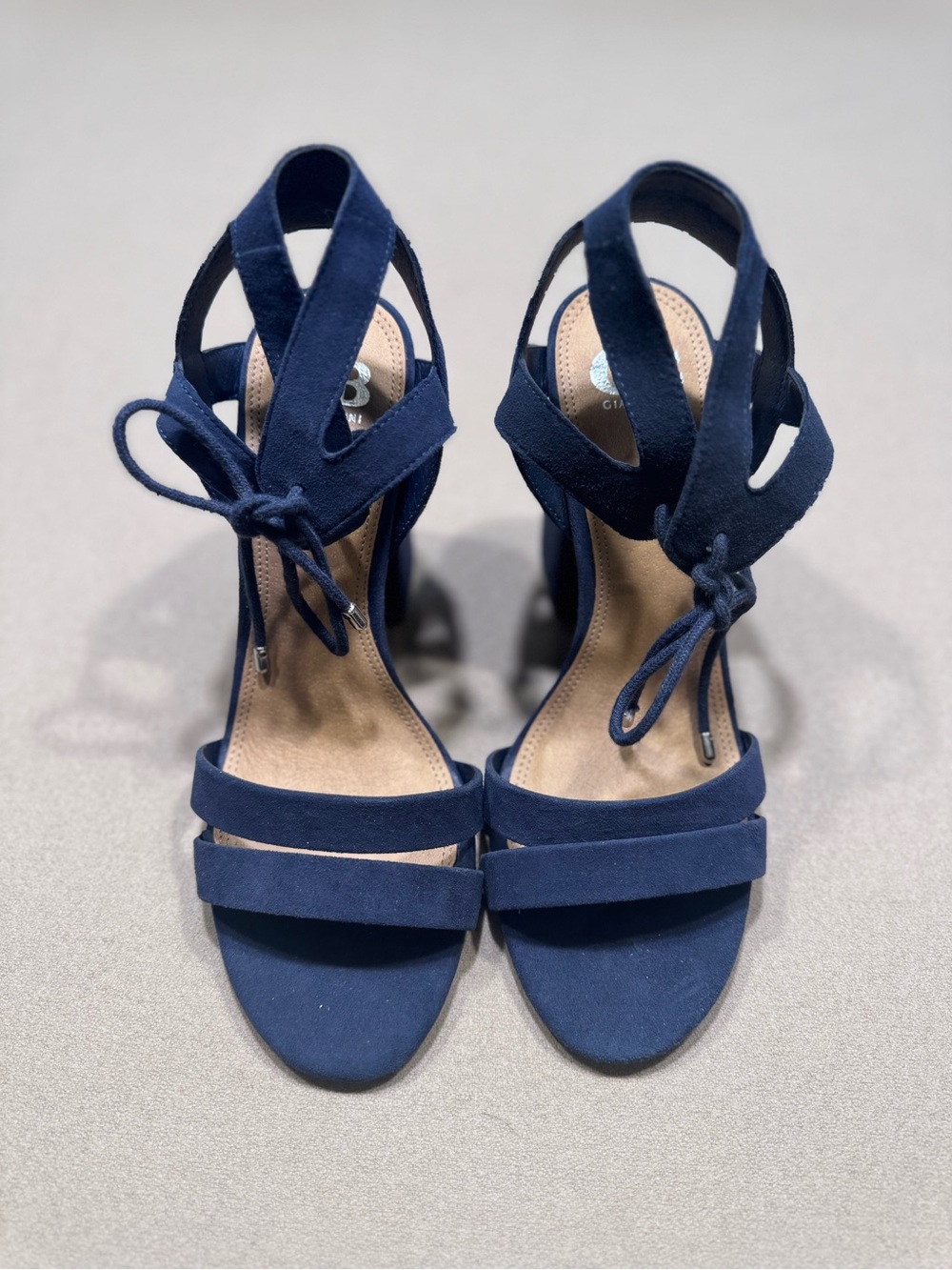 Gianni Bini Navy Suede Lace-Up Heeled Sandals